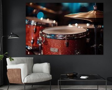 Sfeervolle achtergrond van muziekinstrument, Drums jazz van Ariadna de Raadt-Goldberg