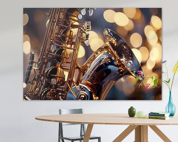 Sfeervolle achtergrond van muziekinstrument, Saxofoon van Ariadna de Raadt-Goldberg