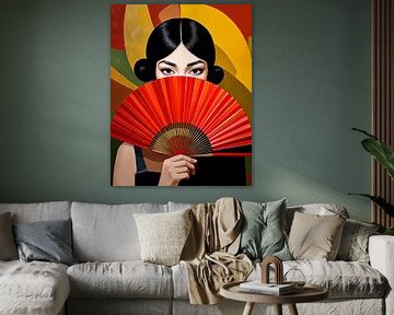 Woman with fan by Martine Affre Eisenlohr