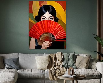 Woman with fan by Martine Affre Eisenlohr