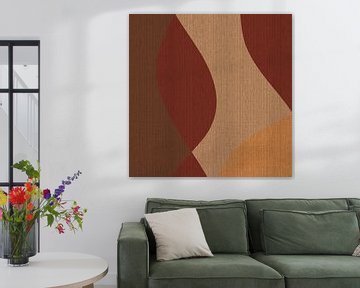 Retro abstracte kunst. Golven in warme kleuren nr.1 van Dina Dankers