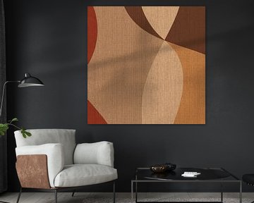 Retro abstracte kunst. Golven in warme kleuren nr.2 van Dina Dankers
