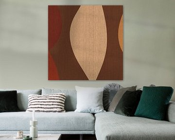Retro abstracte kunst. Golven in warme kleuren nr.3 van Dina Dankers