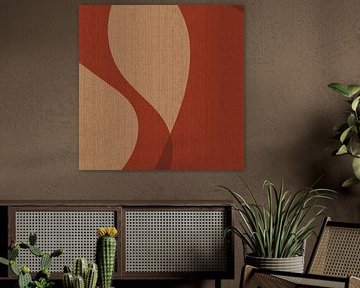 Retro abstracte kunst. Golven in warme kleuren nr.4 van Dina Dankers