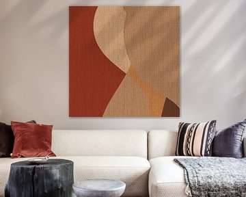 Retro abstracte kunst. Golven in warme kleuren nr.5 van Dina Dankers