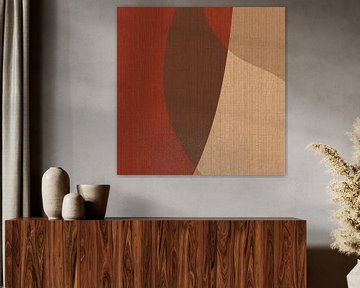 Retro abstracte kunst. Golven in warme kleuren nr.6 van Dina Dankers