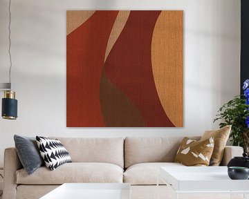 Retro abstracte kunst. Golven in warme kleuren nr.10 van Dina Dankers
