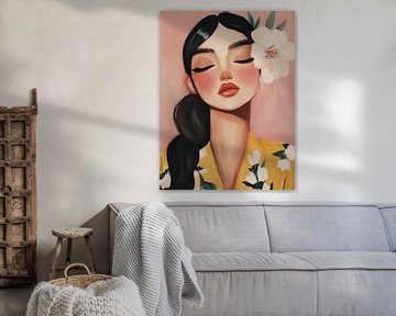 Modern portret in pastelkleuren van Studio Allee