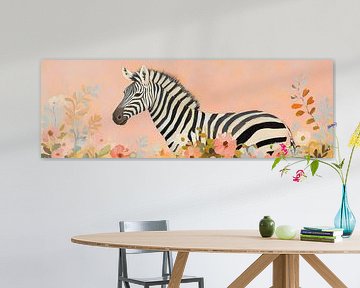 Zebra Flowers | Pastel Zebra Art by Wonderful Art
