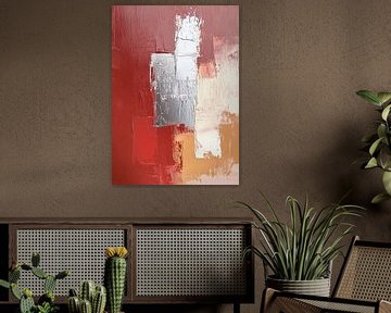 Rood Zilver | Whispering Gray Red Symphony van ARTEO Schilderijen