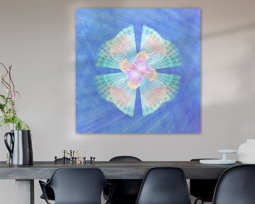Ornament Muschel in Blau, Türkis und Rosa von Claudia Gründler