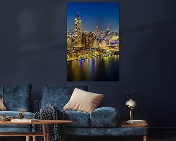 Rotterdam centrum skyline in de avond van Sjoerd van der Wal Fotografie