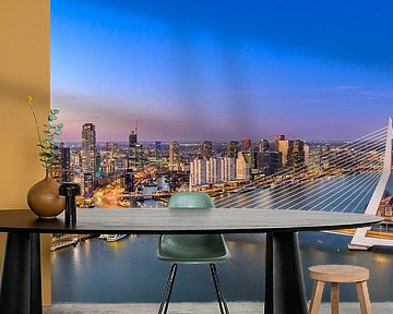 Rotterdam skyline nighttime view at the Erasmusbrug over the New Maas by Sjoerd van der Wal Photography