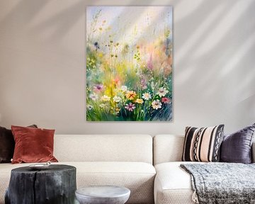 Peinture d'un champ de fleurs en été sur Studio Pieternel