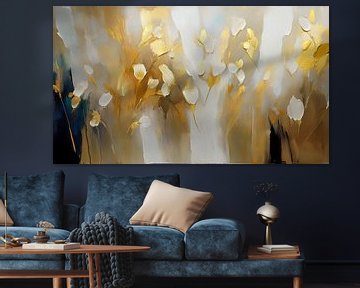 Modern Abstract: Weiße Tulpen mit Gold von Studio Pieternel