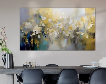 Modern Abstrakt: Blumenmalerei mit Gold von Studio Pieternel