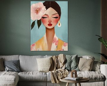 Daydreamer, modern portrait in pastel colours by Carla Van Iersel