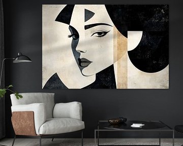 Geometrisch vrouwelijk portret kunst