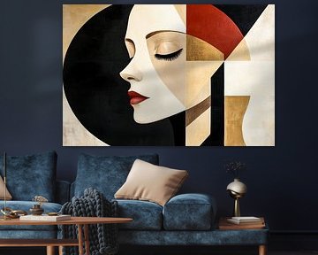 Abstract portret met geometrische vormen