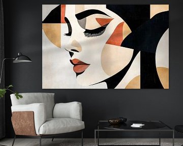 Geometrisch abstract vrouwenportret van Art & Soul Creations