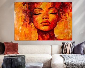 Abstract portret vrouw in rood van Imperial Art House