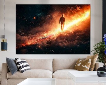 Astronaut in vurige kosmos van Imperial Art House