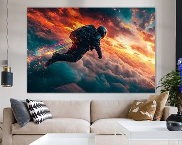 Astronaut in kleurrijke lucht van Imperial Art House