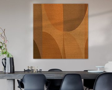Retro abstract geometrisch in warme kleuren op linnen nr. 4 van Dina Dankers