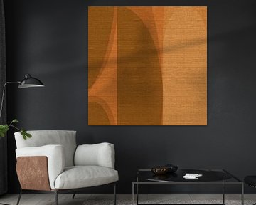 Retro abstract geometrisch in warme kleuren op linnen nr. 1 van Dina Dankers