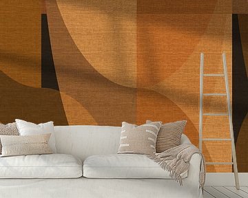 Abstrakte Retro-Geometrie in Erdtönen auf Leinen Nr. 4
