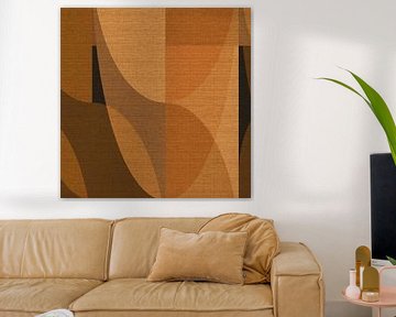 Retro abstract geometrisch in aardetinten op linnen nr. 4 van Dina Dankers
