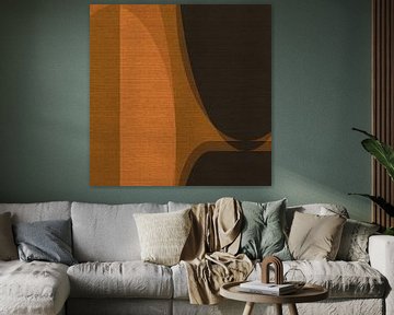 Retro abstract geometrisch in aardetinten op linnen nr. 3 van Dina Dankers