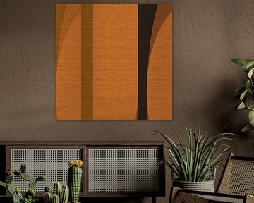 Retro abstract geometrisch in aardetinten op linnen nr. 2 van Dina Dankers