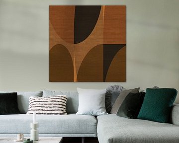 Retro abstract geometrisch in aardetinten op linnen nr. 1 van Dina Dankers