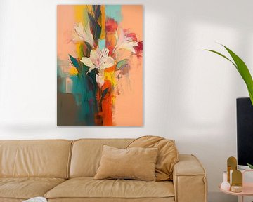 Abstract minimale Bloem art van Abstract Schilderij