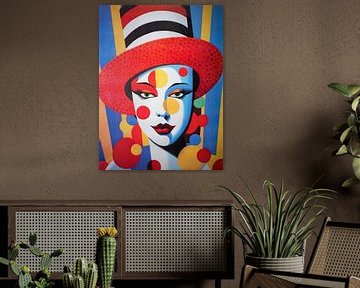 pop art portret vrouw hoge hoed circus grafische geometrie van gm_designs