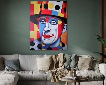Pop Art Portret Clown Man Hoge Hoed Kleuren Geometrie van gm_designs