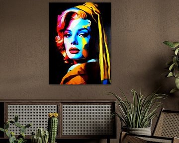 Pop Art Portret Vrouw stijl van oude Vlaamse meesters van gm_designs