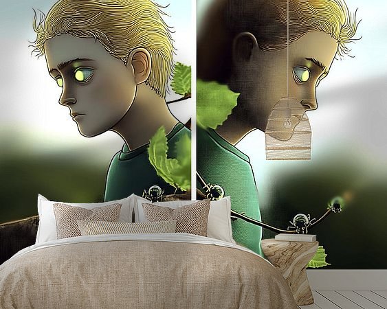 Voorbeeld van het werk in een kamer