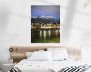Innsbruck - Blick über die Inn zur Nordkette bei Nacht