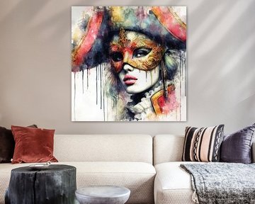 Aquarelle Femme Carnaval #5 sur Chromatic Fusion Studio