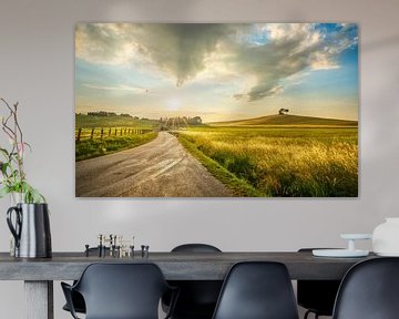 Landschap bij zonsondergang in de Maremma. Bibbona, Toscane van Stefano Orazzini