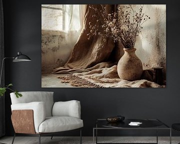 Vase with dried flowers in sepia by Imperial Art House