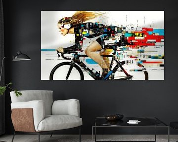 Racefietser met dynamisch glitch-effect van Frank Heinz