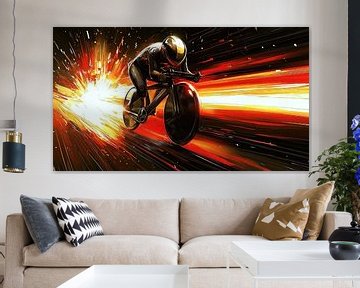 Futuristische racefietser met sporen van vuur van Frank Heinz