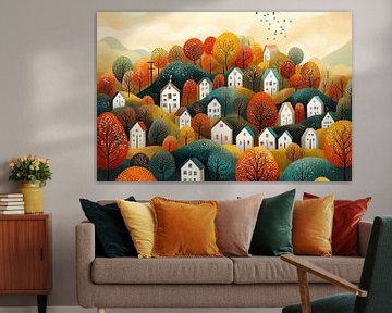 Dorpje in Herfstkleuren no.1 van Studio BB