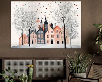 Stedelijk Winterlandschap in Pastel no.1 van Studio BB