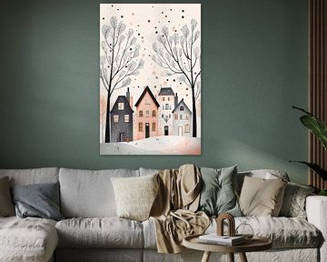 Stedelijk Winterlandschap in Pastel no.3 van Studio BB