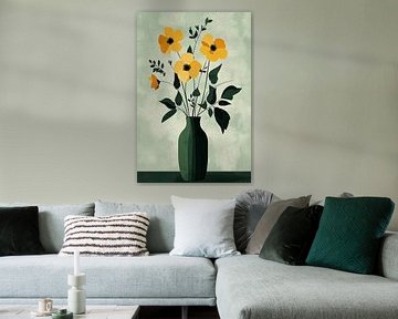Oranje Bloemen in Groen no.5 van Studio BB
