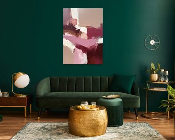 Abstract Painting Brushstrokes Pink Brown White Modern by Niklas Maximilian
